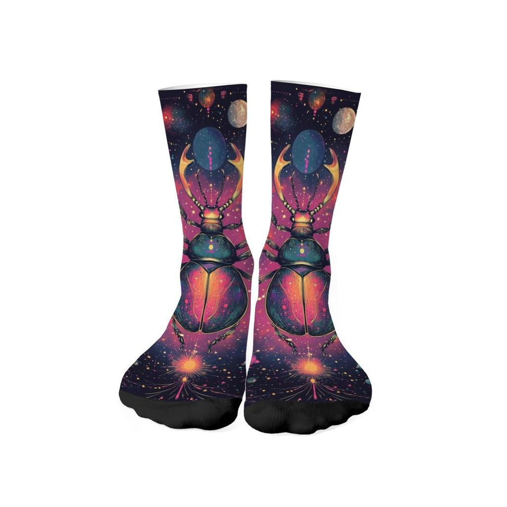 Galaxy Beetle Creative Print Socks Stretch Comfort Socks Unisex Novel Whimsical Design Harajuku Retro Style Crazy Happy Socks