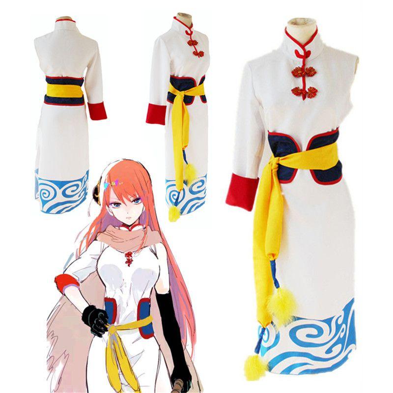 Breathable Gintama Future Kagura Cheongsam Cosplay Costume Outfit Set For Events