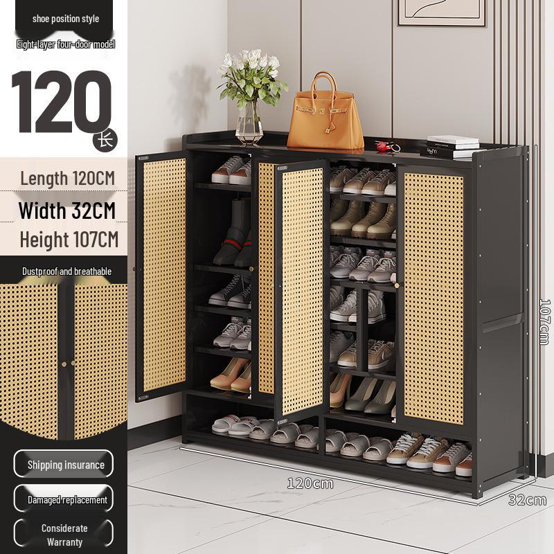 Japanese Rattan Dustproof Shoe Cabinet - Compact, Large-Capacity Entryway Storage Rack