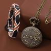 2 Pcs/set, “Grandpa” Men's Retro Fashion Copper Quartz Pocket Watch & 1PC Fashion Casual Mens Bracelet, Ideal Choice for Gifts To Grandpa