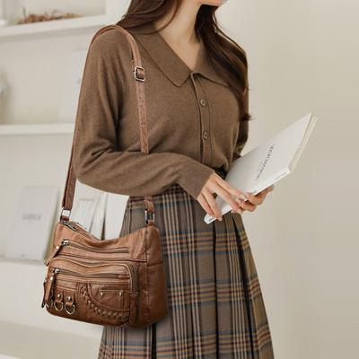 Vintage PU Leather Luxury Purses and Handbags High Quality Women's Bag Design Multi-pocket Ladies Crossbody Shoulder Bags