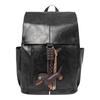 Retro Hong Kong style PU soft leather texture backpack men's large-capacity American schoolbag female college student computer backpack waterproof