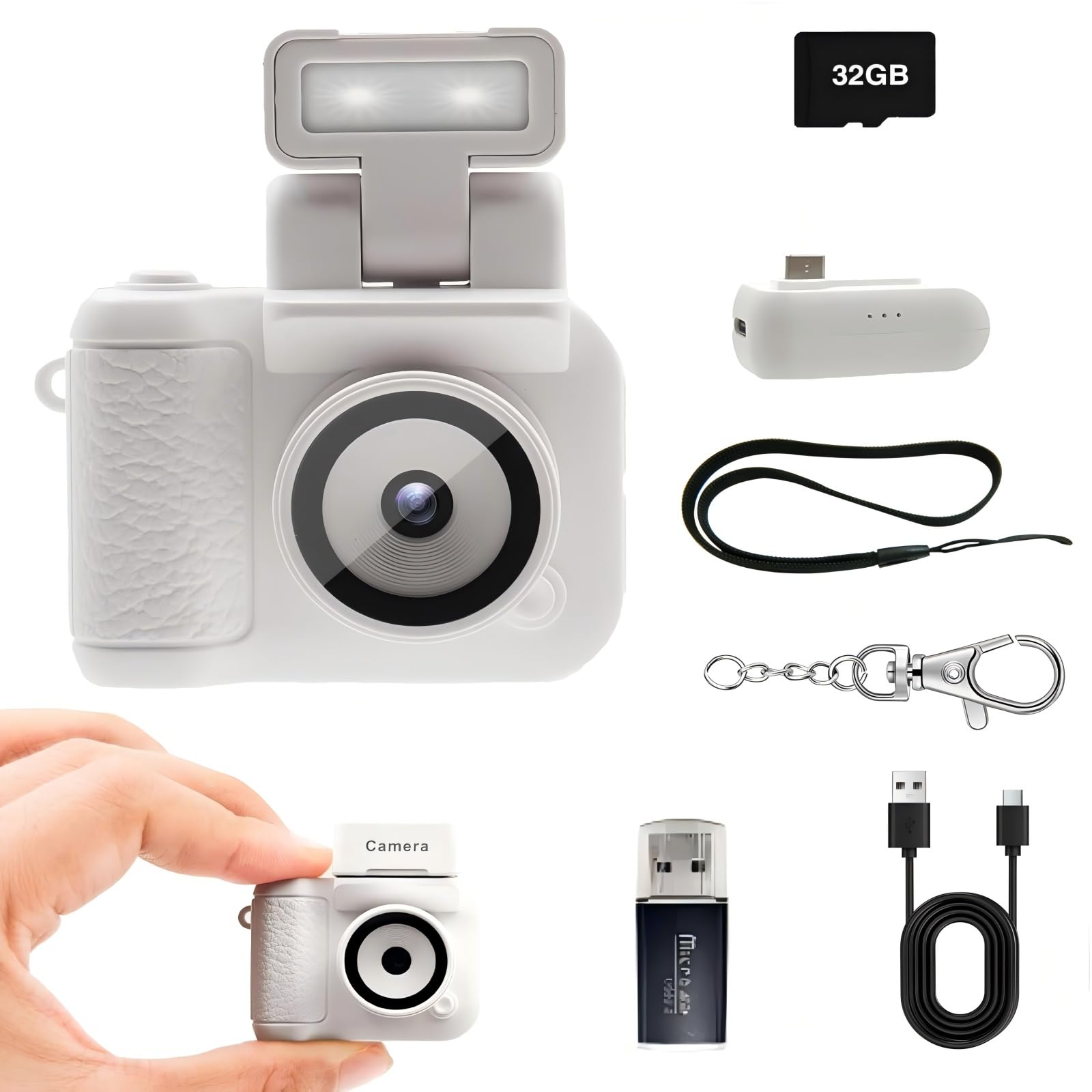 

SRAR Цифровая игрушка Мини Цифровая зарядная база 25 г Карта 32 ГБ Школа Японская инструкция Камера, Камера, 1080P, 1,44-дюймовый экран, В комплекте,