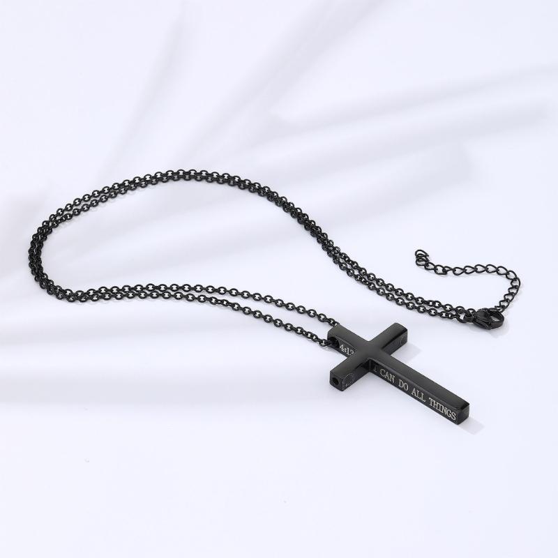 3pcs Adjustable Chain Pendant Necklace Stainless Steel Necklaces For Christian Faith And Mindfulness
