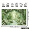 2D Grüne Florale Hochzeitskulisse, Weißer Rosenvorhang Foto Hintergrund Banner