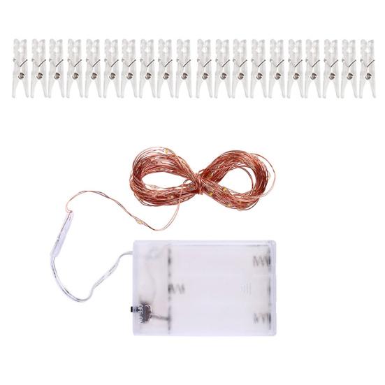 

2/5/10 м 20/50/100 светодиодных зажимов для фото, гирлянды на батарейках, декор для вечеринки 20led