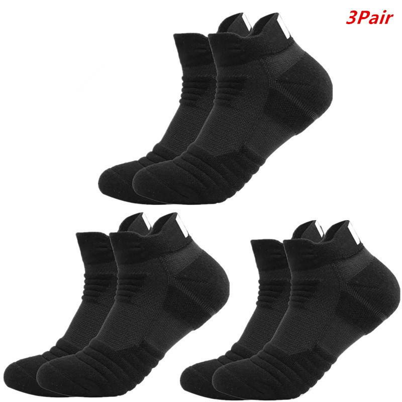 3/6 Pairs Men Odor Resistant Knitted Sports Socks Sweat Absorbing Breathable Durable Cushioning Running Basketball Socks