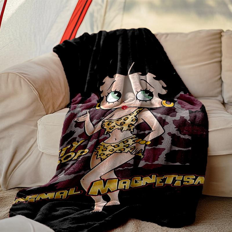 1pc Betty Boop Blanket, Home Printed Throw Blanket - Soft Blanket Gift for Family, Washable Sofa Bed Blanket