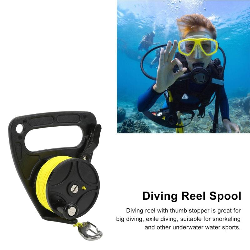 Scubas Ratchets Dives Reel with Handle Stop Switches High Visibility Retractable Line Diving Reel Finger Spool Easy Use