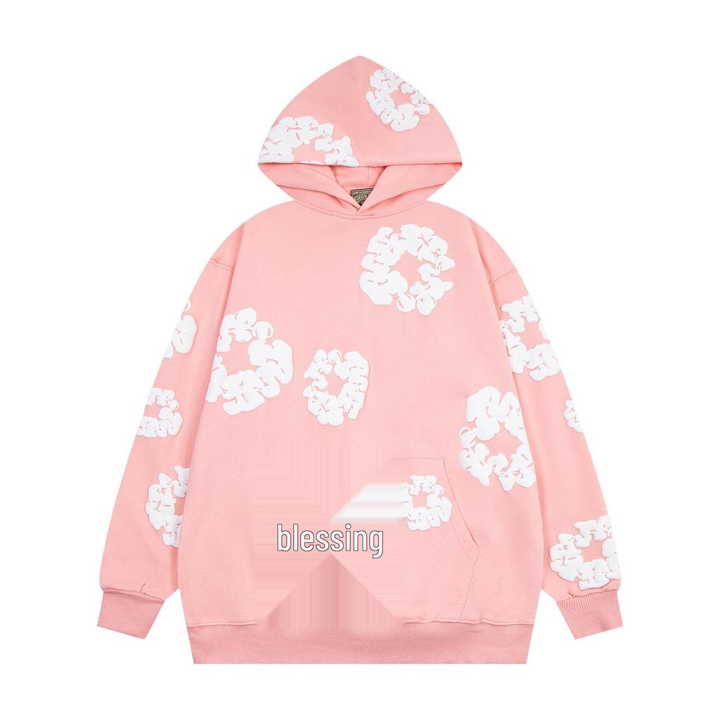 Denim Tears Floral Puff Print Cotton Hoodie Set - Trendy European & American Streetwear