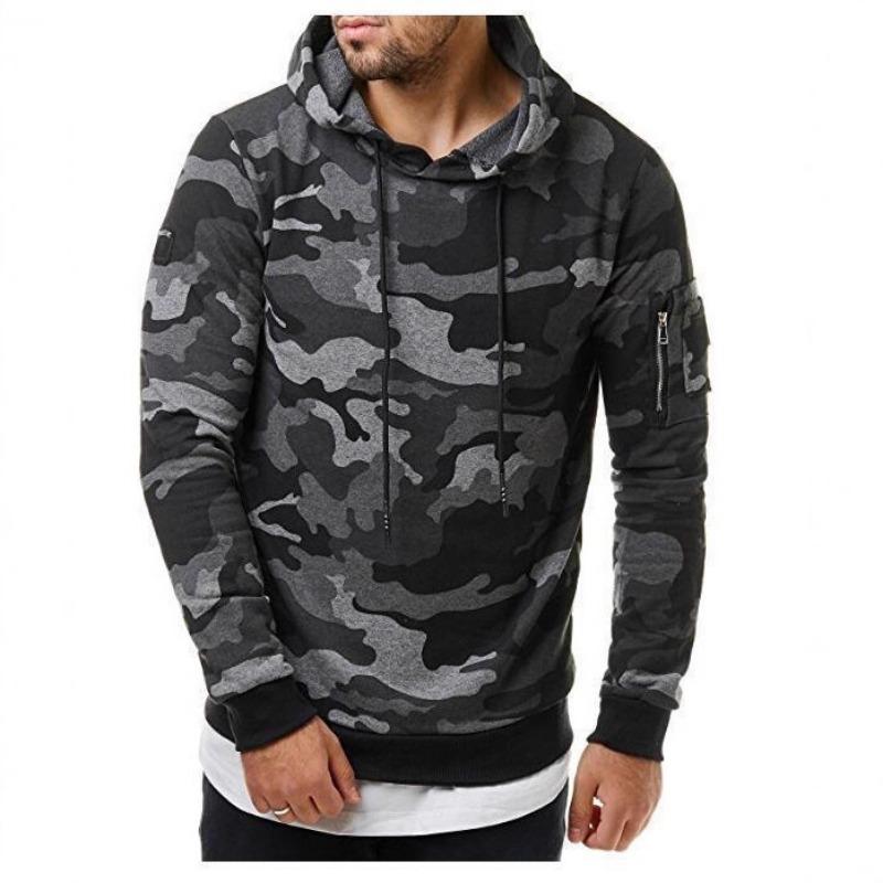 Men S Camouflage Hooded Pullover Fleece Sweatshirt Casual Slim Fit