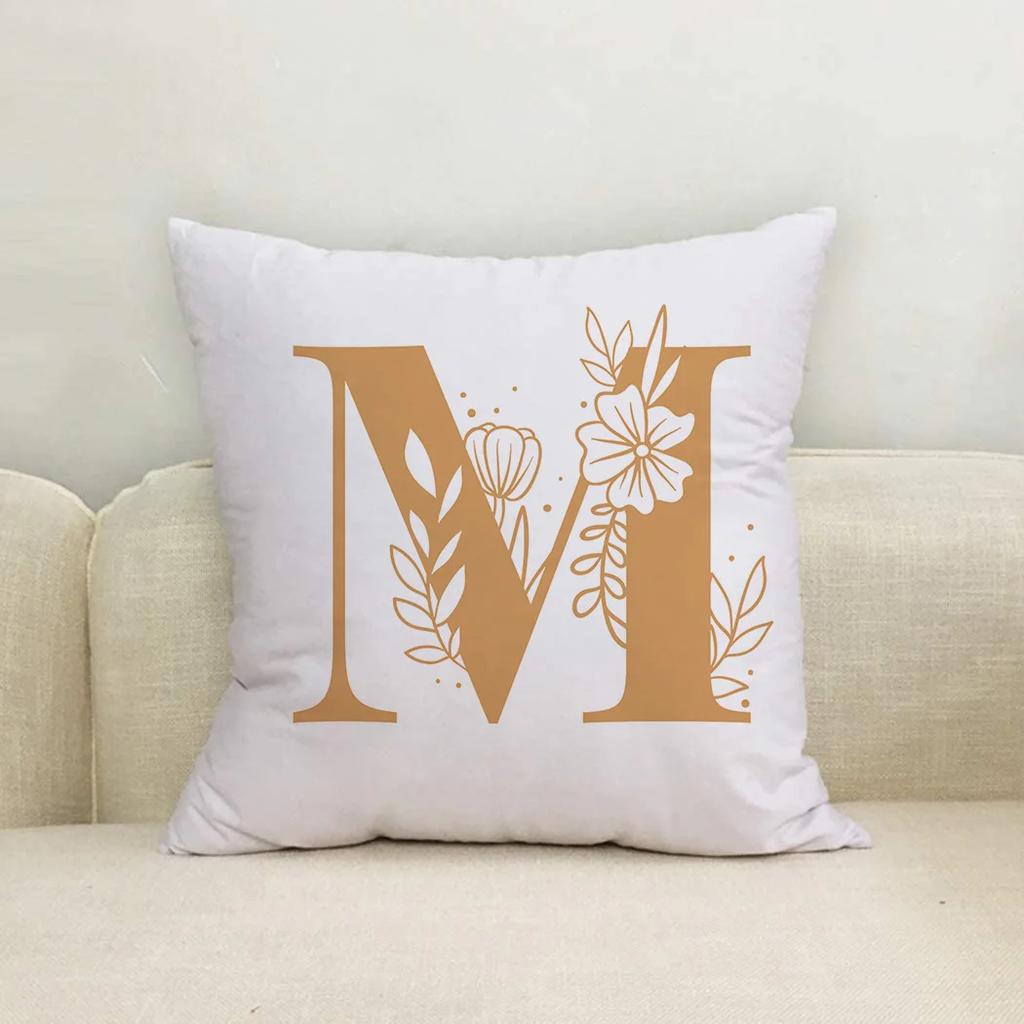 Heimdekoration Pflanze Alphabet A B C Muster Sofa Rückenkissenbezug Mode Frauen Kissen