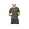 Under Armour Einfarbige Bedrucktes Logo Rundhals Kurzarm Fitnesshemd Herren Oberteile Armeegrün 1289555-330