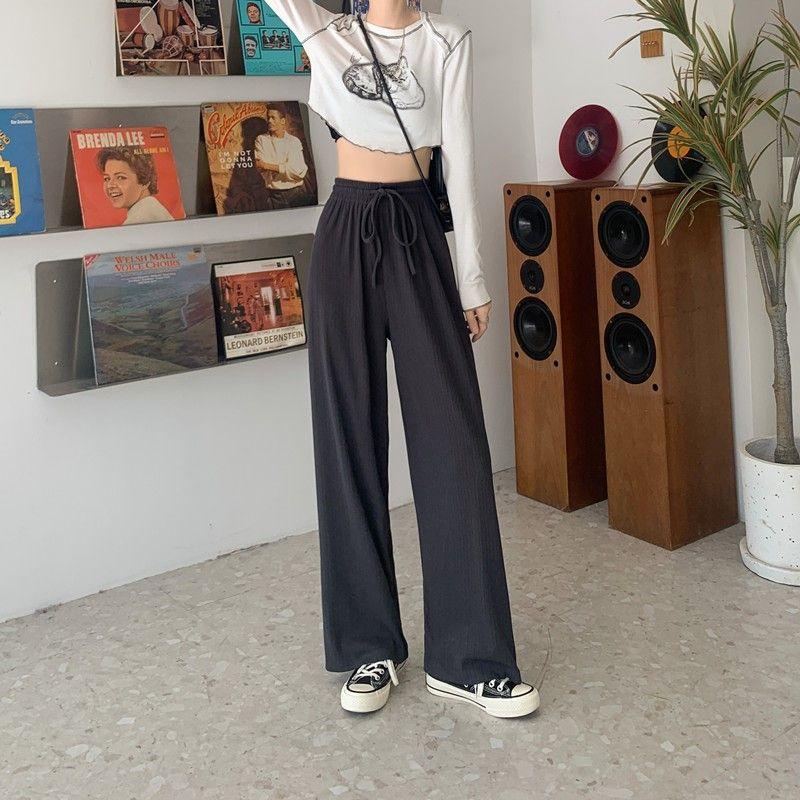 Large Size Wide Leg Pants for Women in Summer High Waisted Straight Leg Loose Fit Sporty and Casual with a Hanging Feeling and Floor Length Pants