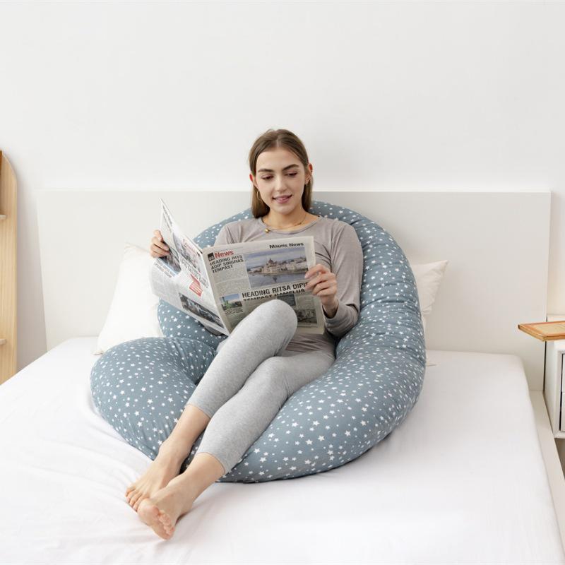 New Star C-Shaped Pregnancy Pillow: Pure Cotton, Solid Color, Provides Belly Support, Waist Protection, and Side Sleep Comfort.