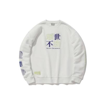 Li Ning CF Wan Shi Bu Gong Series Round Neck Pullover Sweatshirt Unisex Sweatshirt White AWDQ378-1