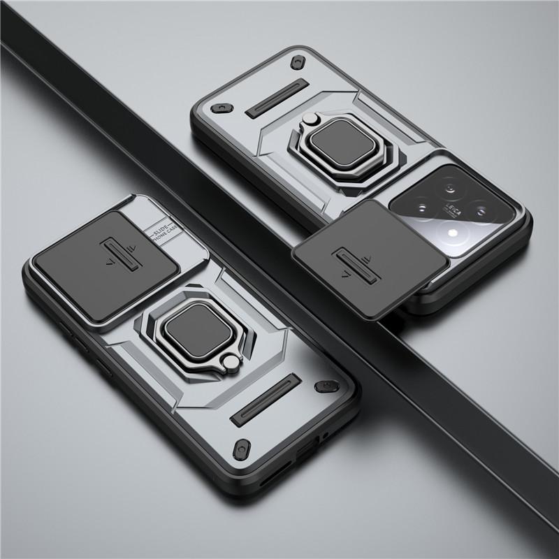 For Xiaomi 14 5G Cover For Xiaomi 14 Case 6.36 inch Lens Sliding Window Protector Armor Shockproof Holder Magnetic Bumper