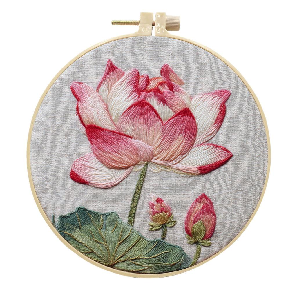 1pc Lotus Pattern DIY Embroidery Kit for Beginners
