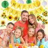 Sunflower Birthday Party Decorations Green Yellow Sunflower Banner with Honeycomb Balls Hanging Swilrs and Circle Dot Garland for Boy Girl Sunflower