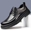 2025 Summer Hollow Breathable Business Korean Dress Shoes for Men Solid Color Lace Platform Cow Leather Shoes Man