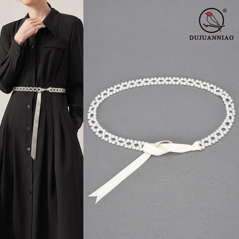 

Pearl Waist Chain Women S Dress Shirt Women S Ribbon Fringed Trim Belt