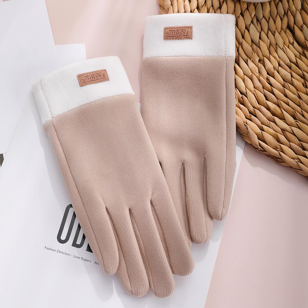 Warm Gloves for Women's German Velvet Plus Velvet Thickened Electric Vehicle Outdoor Cycling Sports Windproof Touch Screen Autumn and Winter Gloves