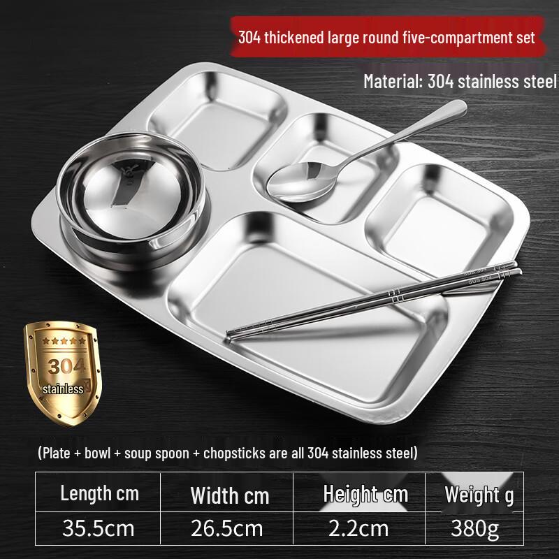 

WOHO Thickened 304 Stainless Steel Rectangular Meal Tray