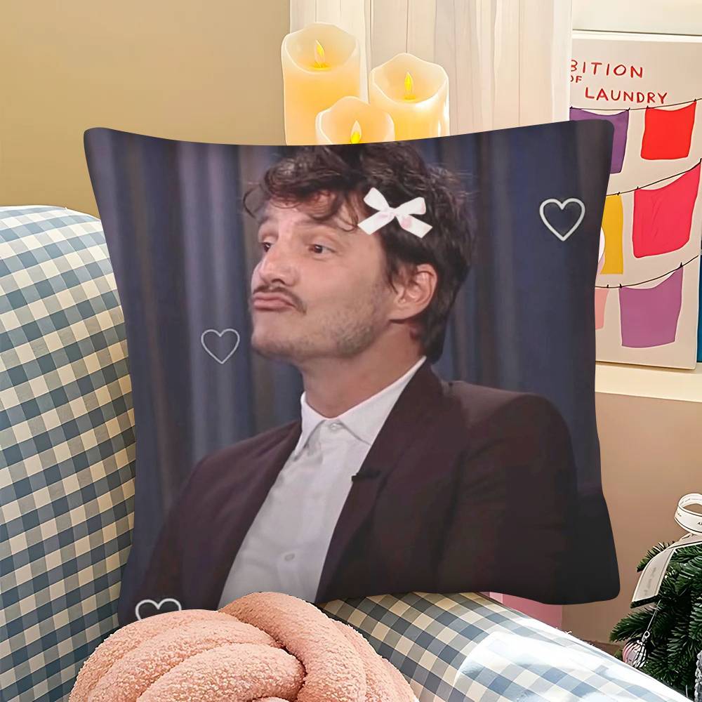 1Pc Funny P-Pedro Pascal M-Mood M-Meme Pillow Case Fashion Square Pillowcase Bedroom Sofa Room Ins Decoration Leisure