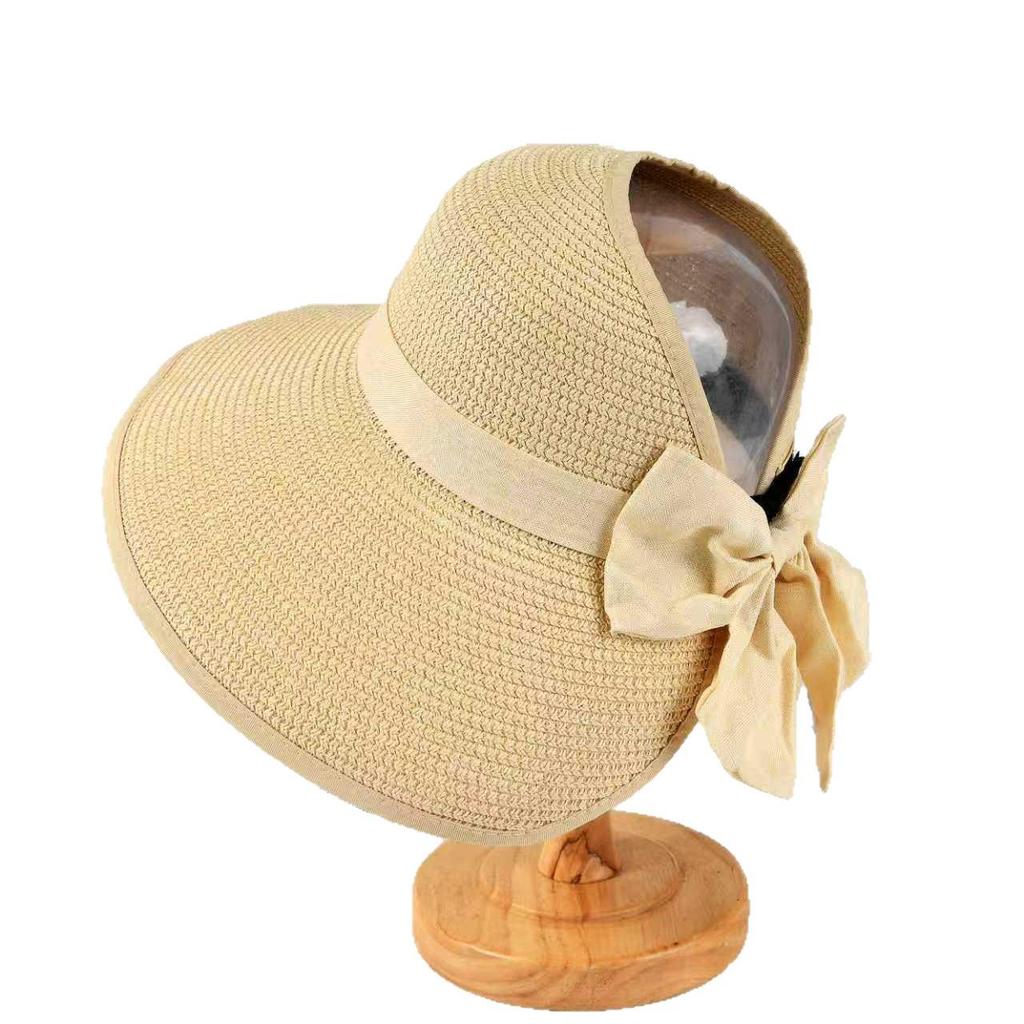 Korean Elegant Wide-Brim Visor Hat - Summer Sun Protection Straw Hat for Women