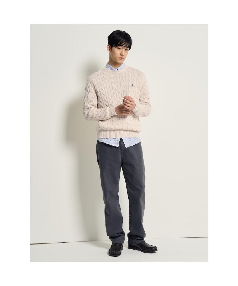 Binpolmen Unisex Cotton Cable Knit Ivory