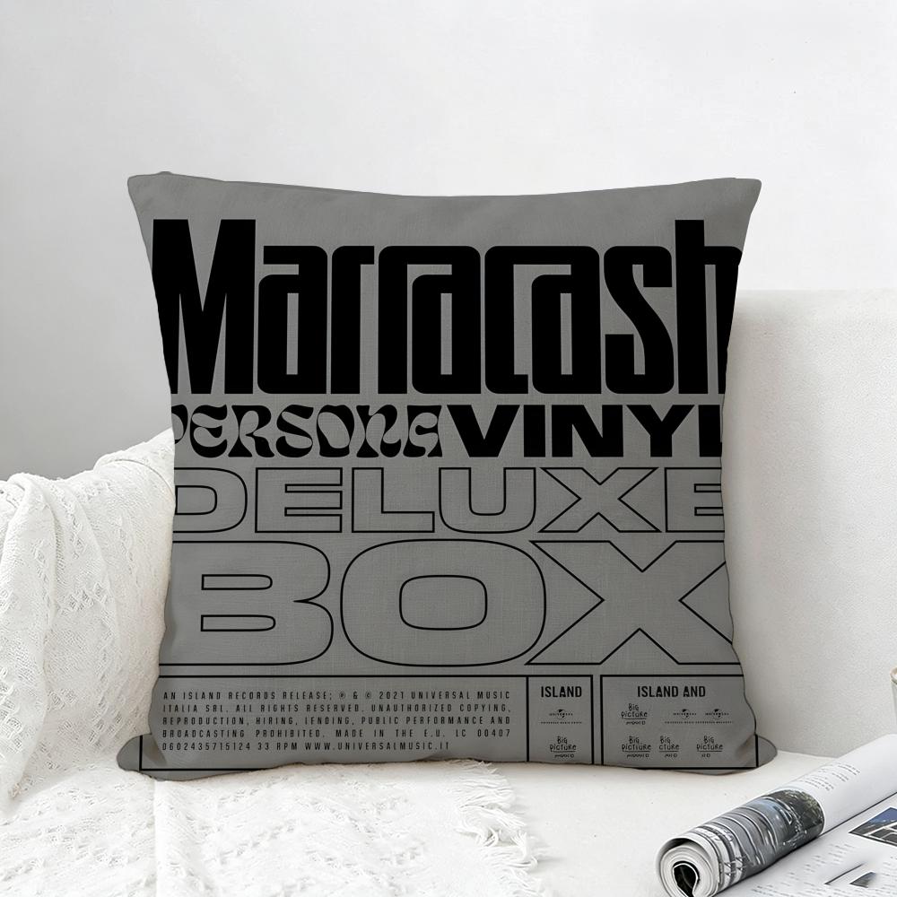 Rapper Marracash Cushion Cover Natural Linen Pillowcase Set AllinOne Decor for Sofa Bedroom  Chair