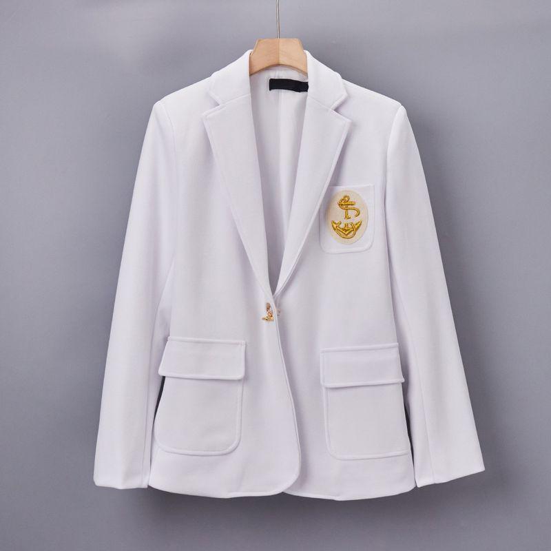 

2024 Women clothes Classic Slim Version Figured Cloth Blazers Suit White XS