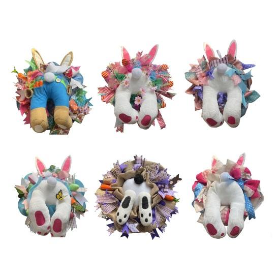 Easter Bunny Butt Wreath for Front Door Plush Rabbit Wreath with Bunny Ears for Spring Party Farmhouse Home Wall Decor