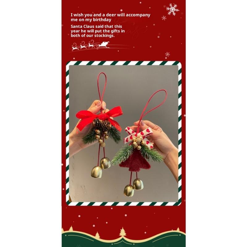 Christmas Atmosphere Pendant Gift Star Plush Bow Christmas Tree Red Pendant Wind Chime Creative Gift