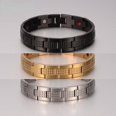 Ikuinen Steel Magnetic Bracelet Male Health Energy Gold-color Stainless Steel Bracelets Men 13mm Wristband Therapeutic Magnetic Jewelry