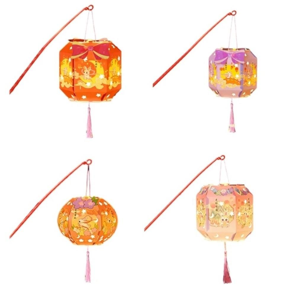 DIY Material Package Mid-Autumn Festival Lantern PVC Material Luminous Design Handmade Lantern Handheld Size Blessing Words