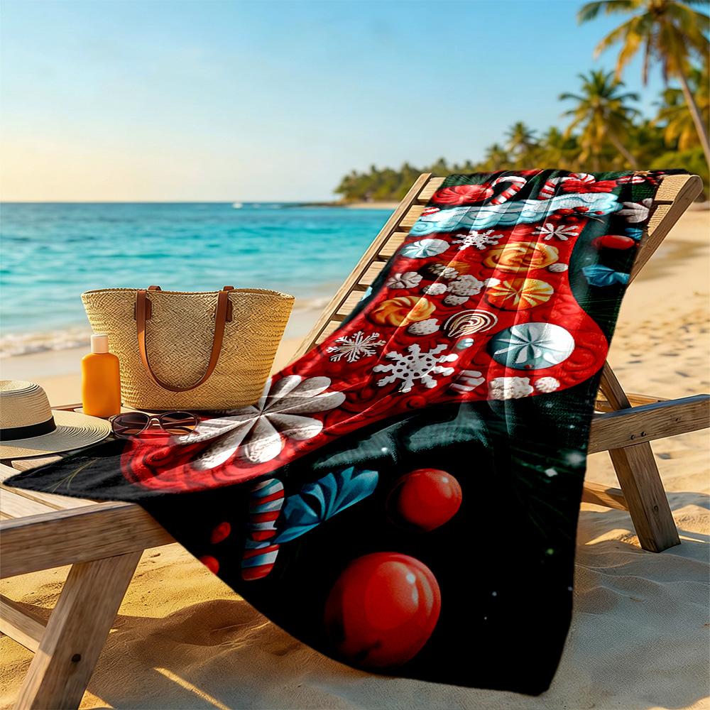 Christmas Beach Towel Super Soft & Absorbent Comfortable Lightweight Suitable for Sports, Travel, Swimming, Yoga, Bathroom, Beach, And Pool