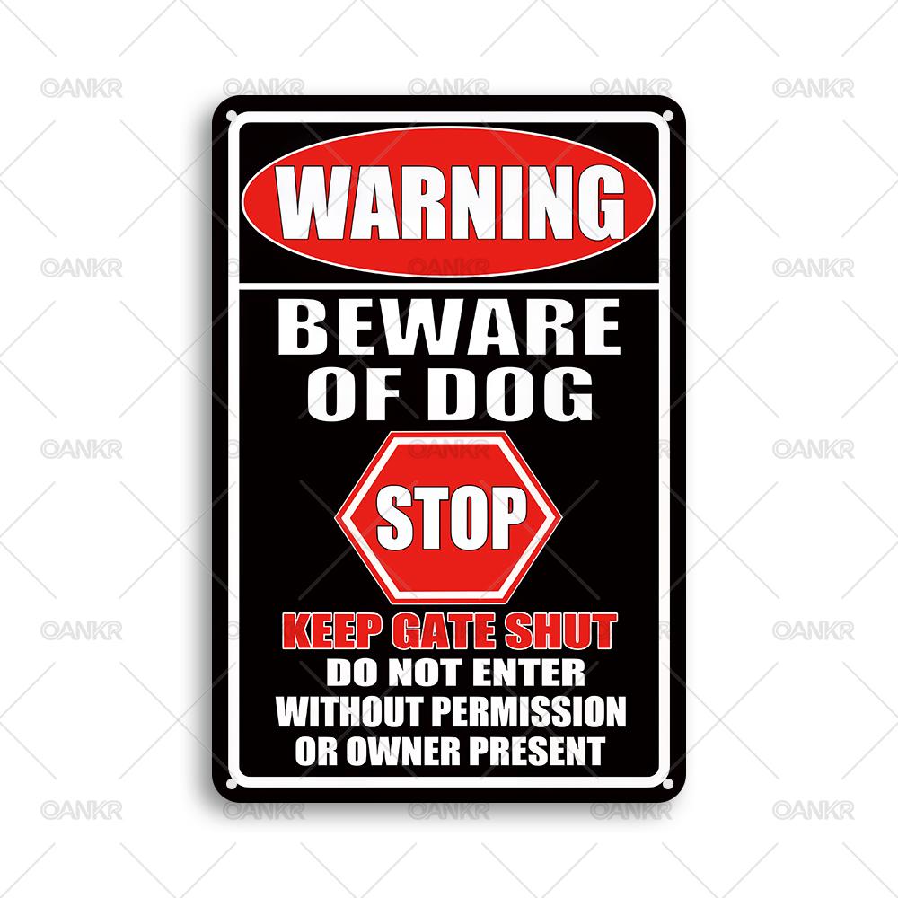 

Vintage Warning Beware Of Dog Metal Tin Sign Ideal Gift Chic Stop Keep Gate Shut Do Not Enter Without Permission Metal Signs 20x30cm（7.8x11.8inch）