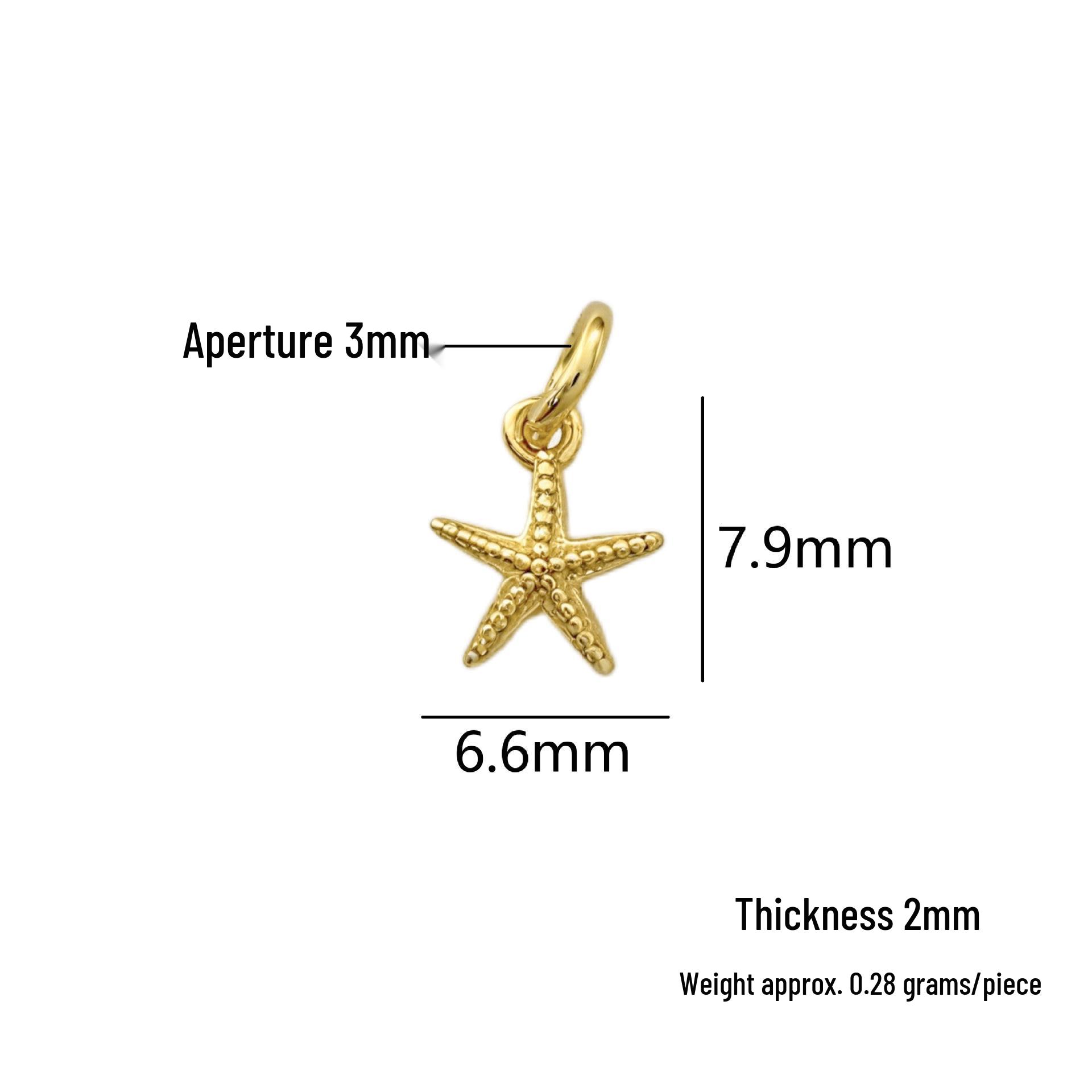 Sterling Silver Starfish & Shell Pendant Charm for DIY Ocean-Style Bracelet or Necklace Gold