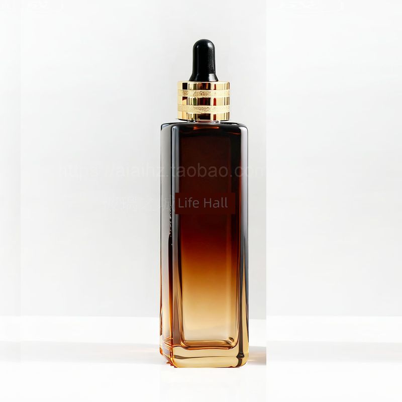 10Ml20Ml30Ml50Ml Amber Square Glass Dropper Bottle Fine Mist Spray Bottle Lotion Bottle Essence Bottle 100ml Amber Gradient with Gold Sand Dropper