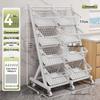 4-Tier Double-Row Rolling Storage Basket Cart
