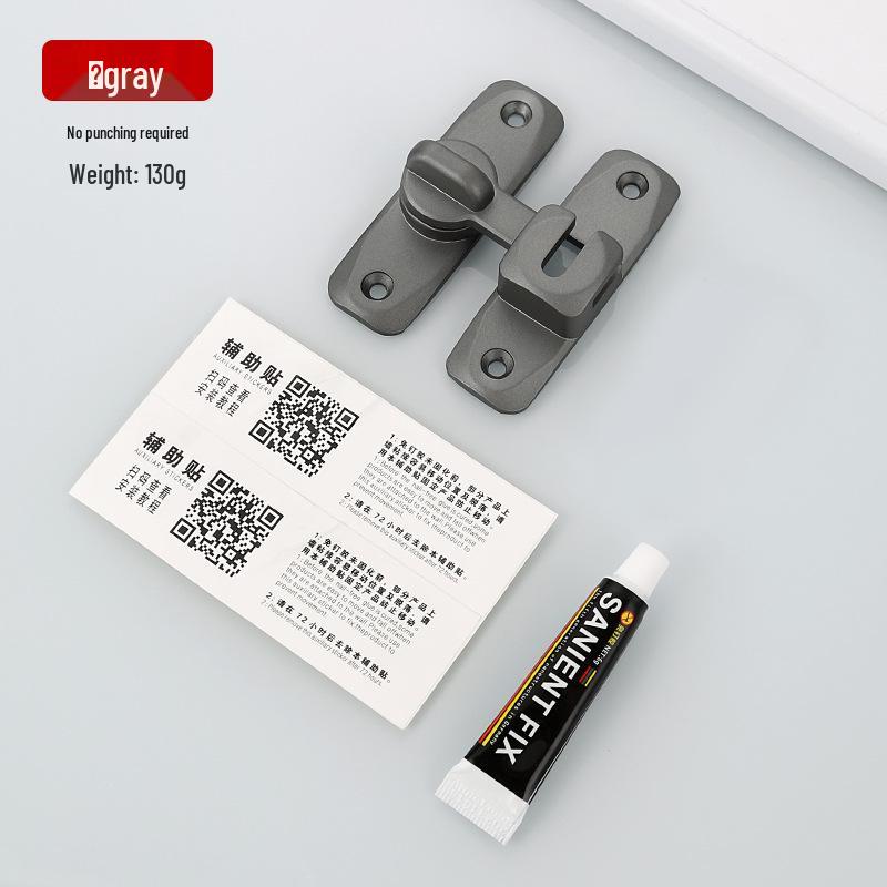 Thickened Zinc Alloy No-Drill 90° Door Latch & Sliding Bolt Lock