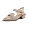 Fashion Women's New Spring/Summer Pointed Breathable Leather Cowhide Bag Heel Large Headed Middle Heel Muller Sandals
