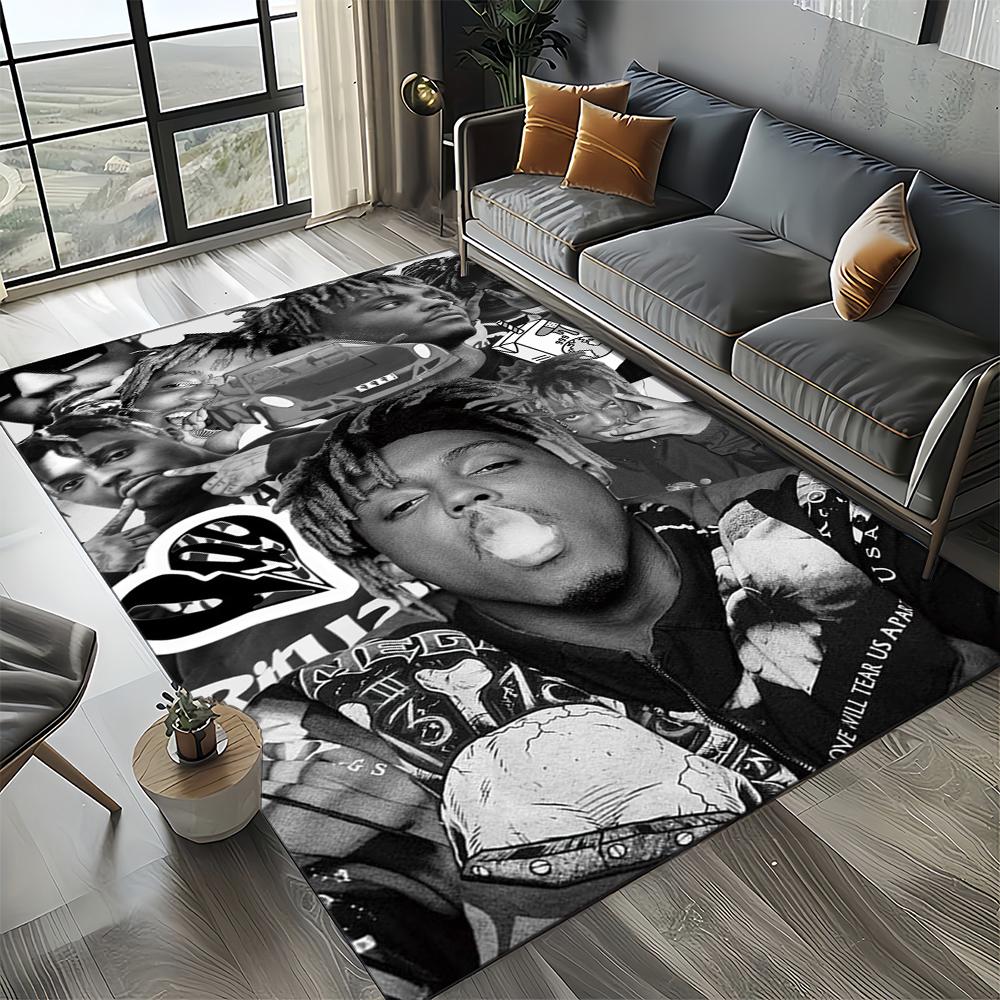 3D-Druck Juice WRLD 999 Legende Rapper Album Teppich für Wohnzimmer Schlafzimmer Haus Sofadekoration, Kinderspiel Rutschfeste Fußmatte