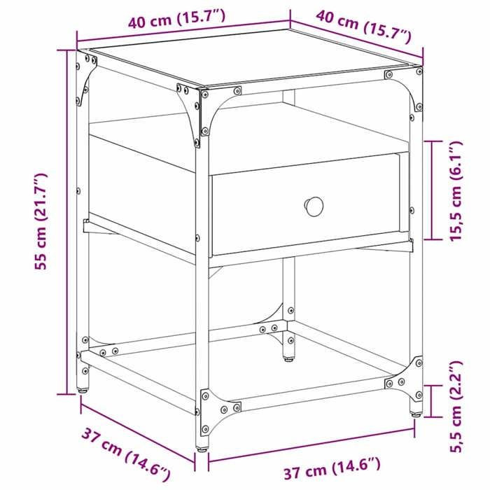 VidaXL Bedside Tables 2 Pcs Black 40x40x55 Cm Engineered Wood, Bedside Furniture, Side Table, Bed Cabinet, Cabinet 846075