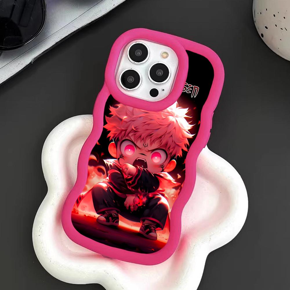 Jujutsu Kaisen Sukuna Mobile Phone Case for iPhone 17 16 15 14 13 12 11 Air Pro Max Plus Wavy Edge TPU Colorful Cover Luxury