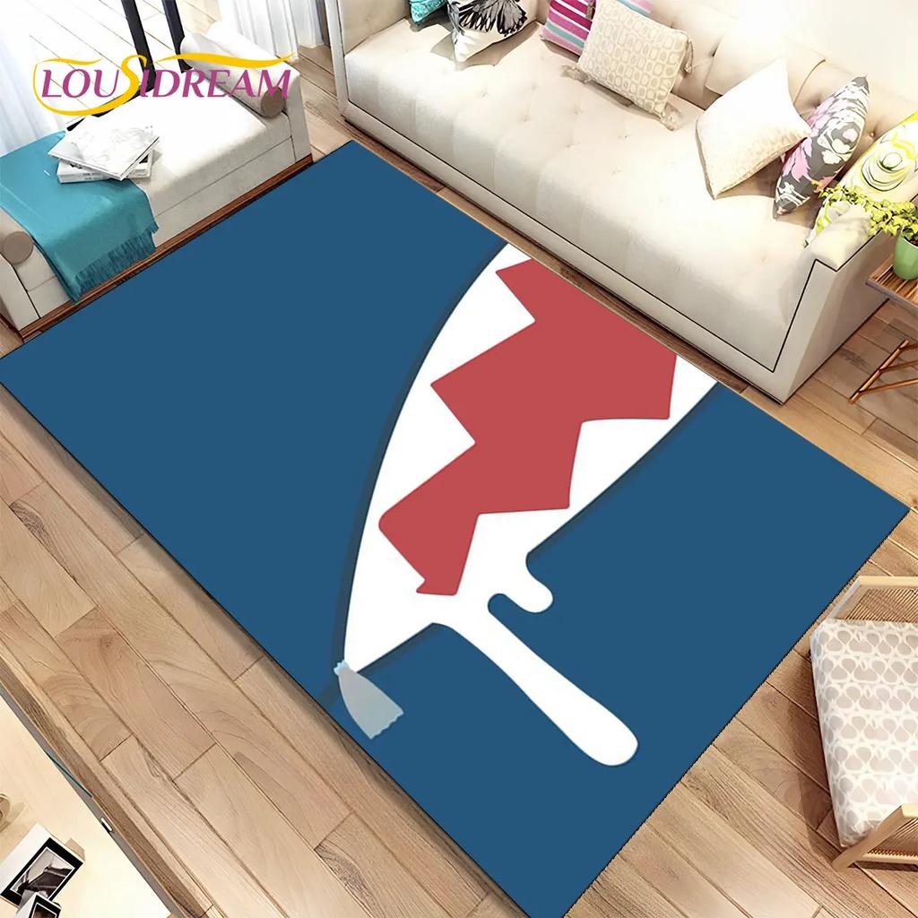 Gawr Gura Hololive Niedlicher Anime-Teppich, groß, Teppich für Wohnzimmer, Schlafzimmer, Sofa, Fußmatte, Dekoration, rutschfeste Bodenmatte für Kinder