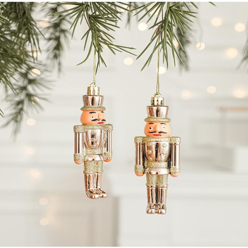 2ks Červená a bílá Vánoční závěsná dekorace Plastový Santa Claus Ozdoba na vánoční stromek Festivalové párty potřeby Vánoční ozdoby