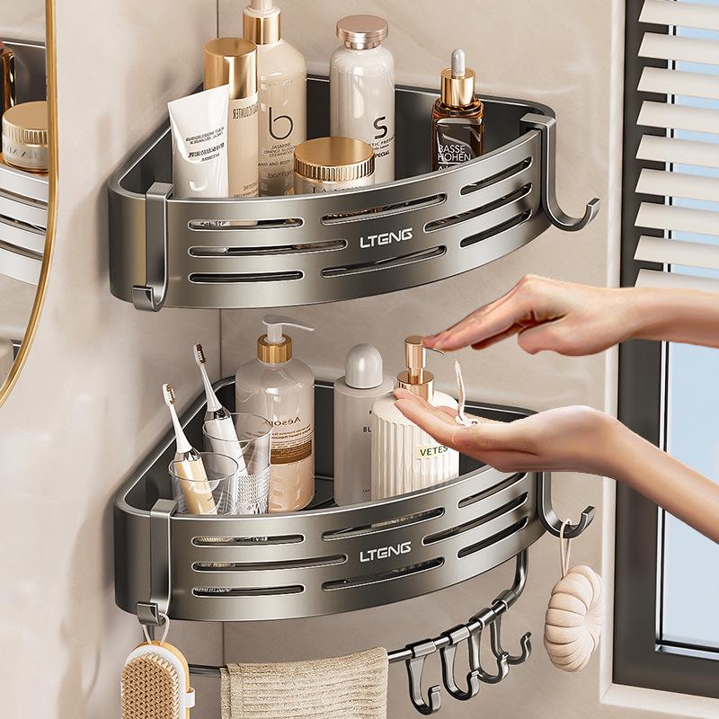 Punch-Free Traceless Wall-Mounted Bathroom Corner Shelf