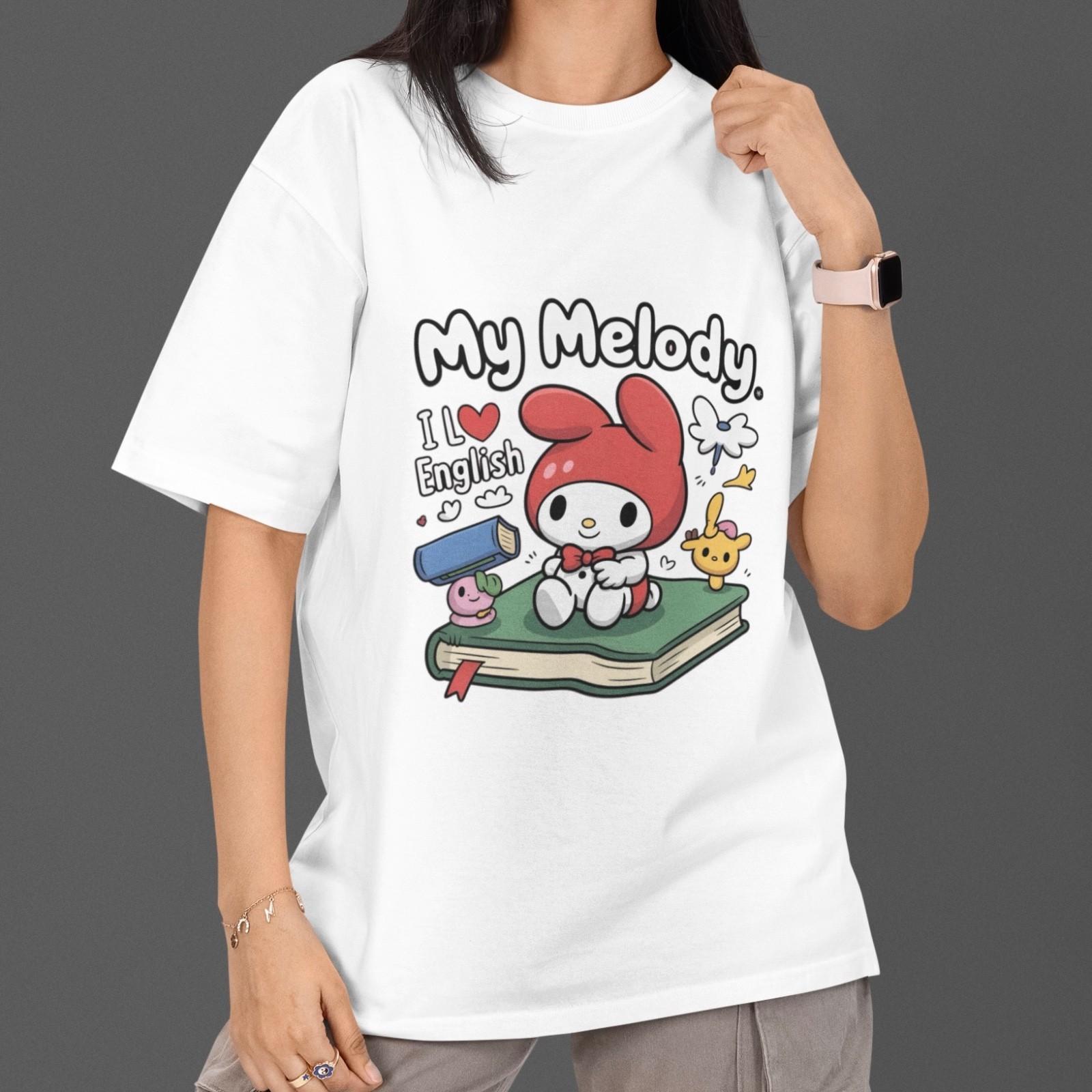 My Melody T-Shirt Cute Cartoon Graphic Tee Kawaii Sanrio Character White S